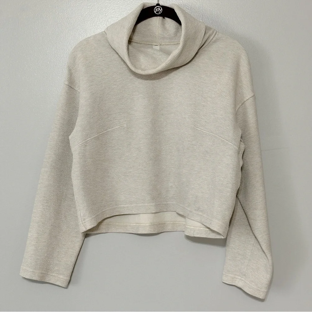Lululemon Ribbed Funnel Neck Pullover Heathered‎ White Opal Size Xs/S